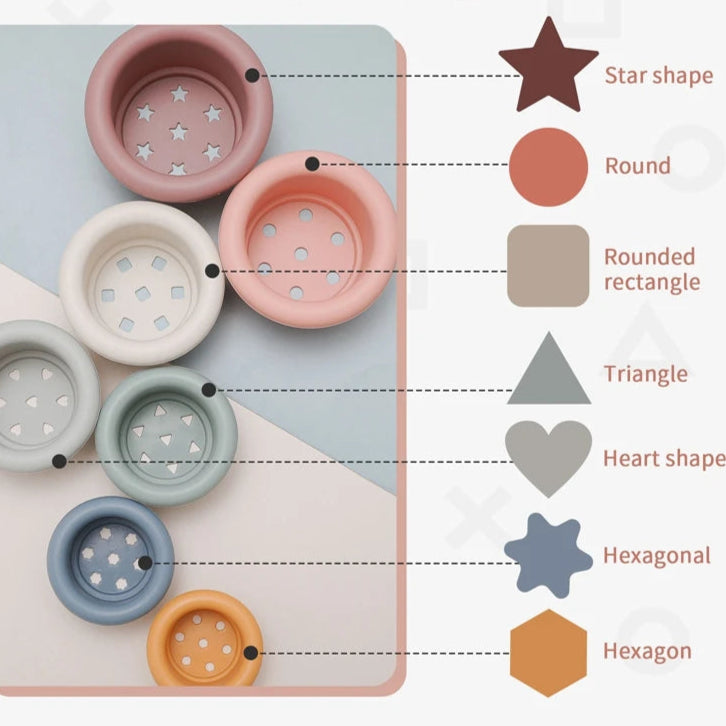 Neutral tone bath cup kids stacking toy