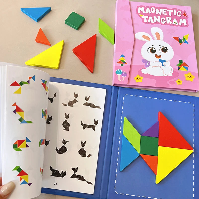 Magnetic Tangram Puzzle – Montessori Travel Game for Kids - Jordilair