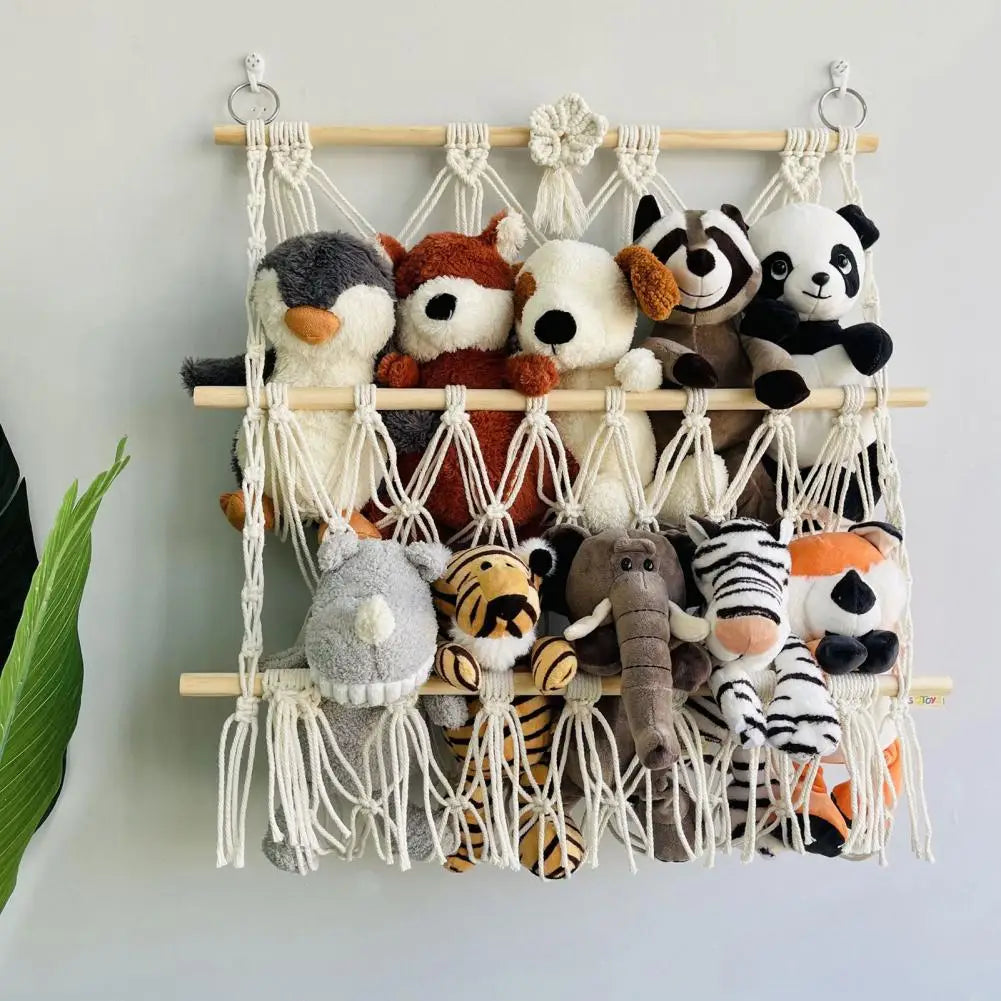 2-Layer Hanging Toy Hammock – Cotton Plush Animal Organizer for Kids' Room & Nursery
