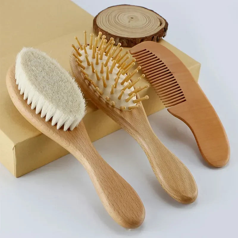 Kids baby wooden hair set brush and comb