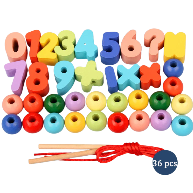 Wooden Beading Set for Kids – DIY Lacing & Threading Toy for Fine Motor Skills and Creative Play - Jordilair