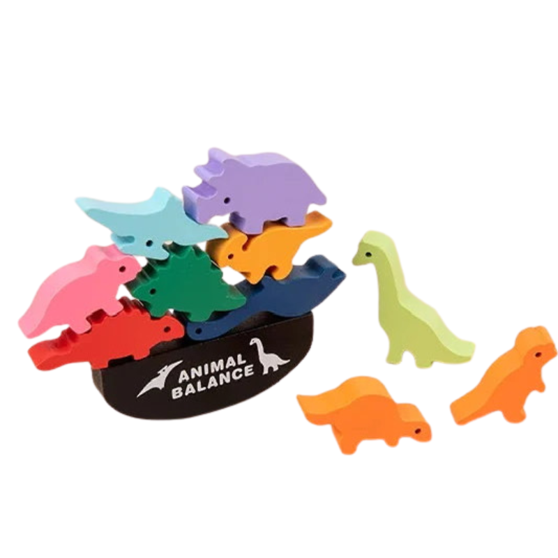 Wooden Stacking Toy – Montessori Animal or Dinosaur Balance Game - Jordilair