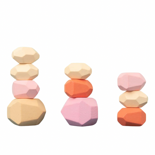 Wooden Stacking Pebble Blocks – Montessori Balance Stones for Kids - Jordilair