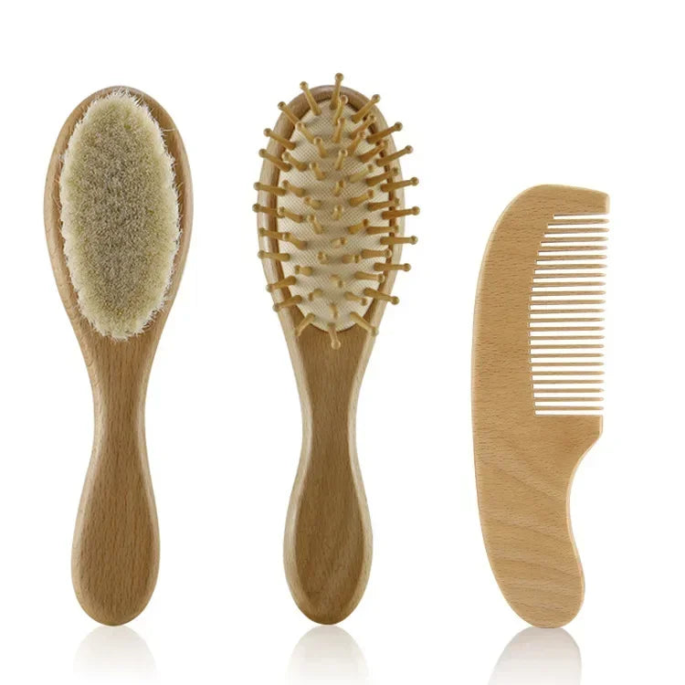  Kids baby wooden hair set brush and comb