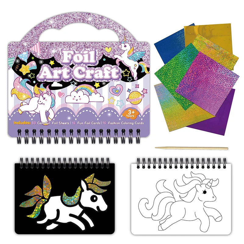 Kids Foil Art Craft Kit – Mess-Free Creative Fun for Ages 3+ - Jordilair