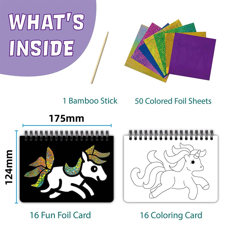 Kids Foil Art Craft Kit – Mess-Free Creative Fun for Ages 3+ - Jordilair