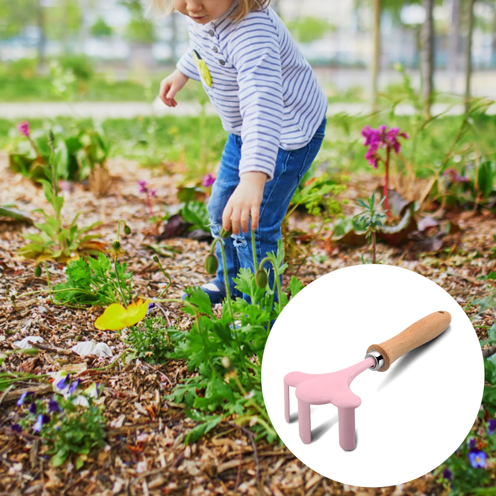 Little Gardener Kids Tool Set – Mini Garden Shovel, Rake & Fork with Wooden Handles for Outdoor Planting & Digging - Jordilair