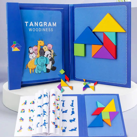 Magnetic Tangram Puzzle – Montessori Travel Game for Kids - Jordilair