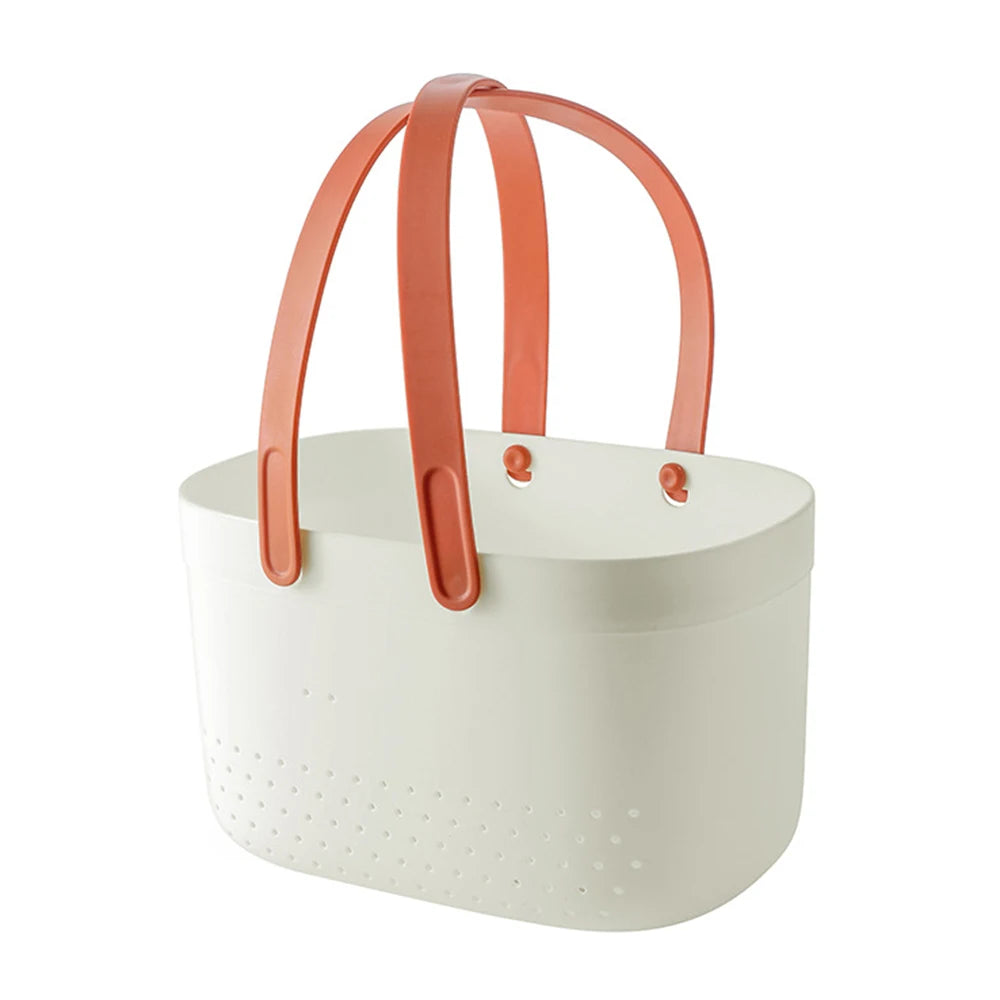 Modern bath toy storage basket white 