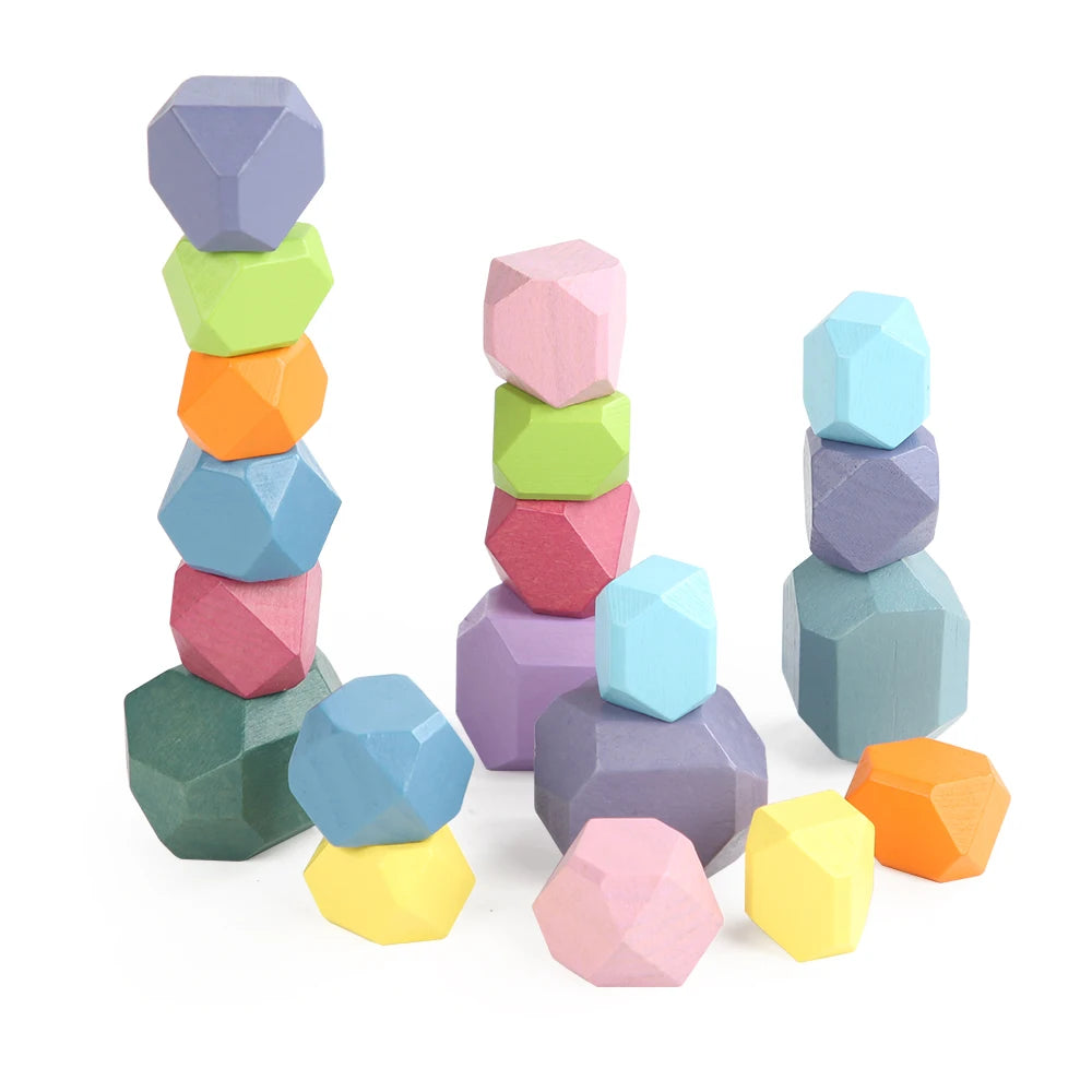 Wooden Stacking Pebble Blocks – Montessori Balance Stones for Kids - Jordilair