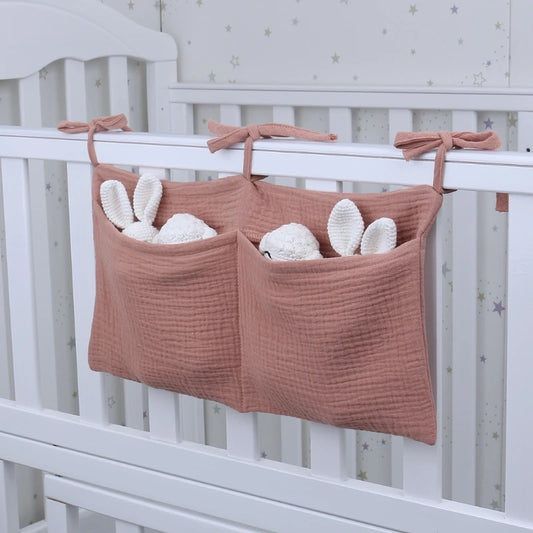 Pocket Crib Organiser – Hanging Cotton Storage for Nappies, Toys & Essentials