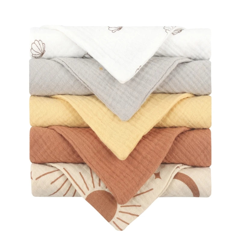 Muslin bath washer baby neutral tone sun set