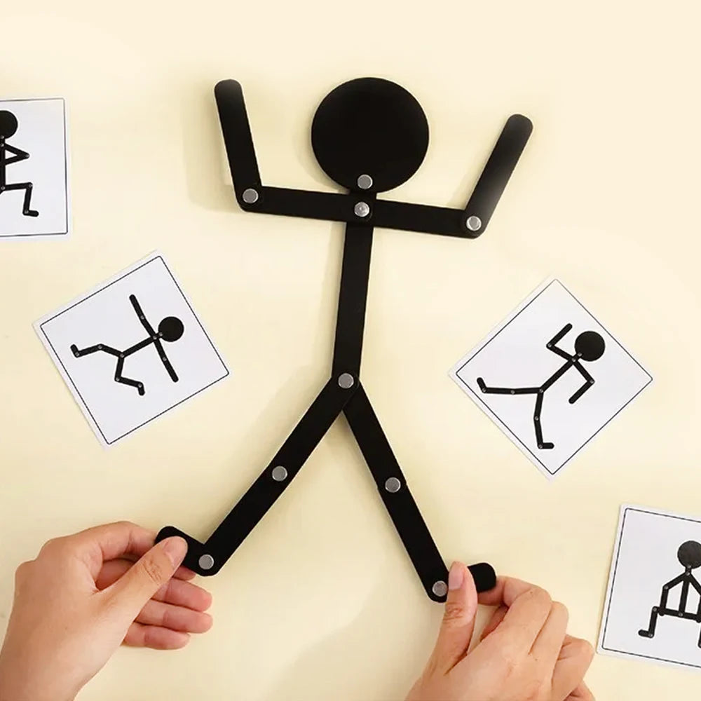 Montessori Stick Figure Puzzle – Movable Pose Toy with Activity Cards (24 Challenges) - Jordilair