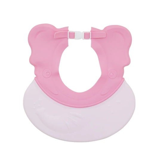 Pink shower visor for shampoo protection of baby and kids eyes