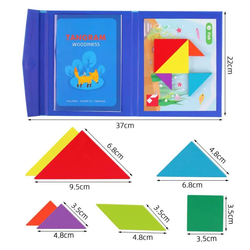 Magnetic Tangram Puzzle – Montessori Travel Game for Kids - Jordilair