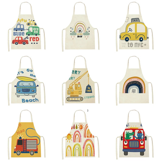 Kids Cotton-Linen Cooking Apron – Adjustable Toddler Chef Apron for Kitchen, Arts & Crafts - Jordilair