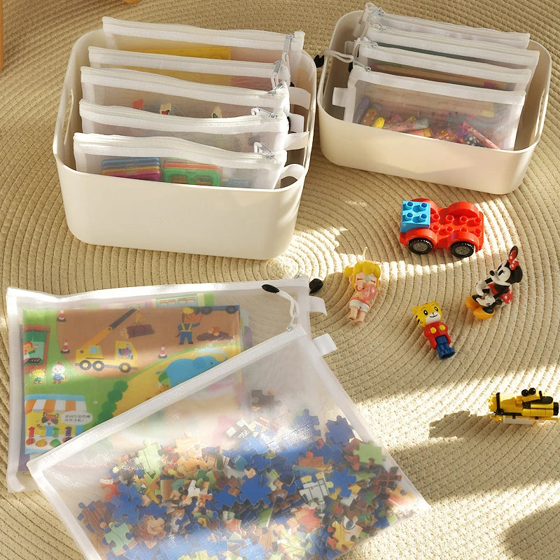 Toy Storage Bags for Kids – Puzzle, Craft & Small Toy Organizer (Nylon, Zip Closure) - Jordilair