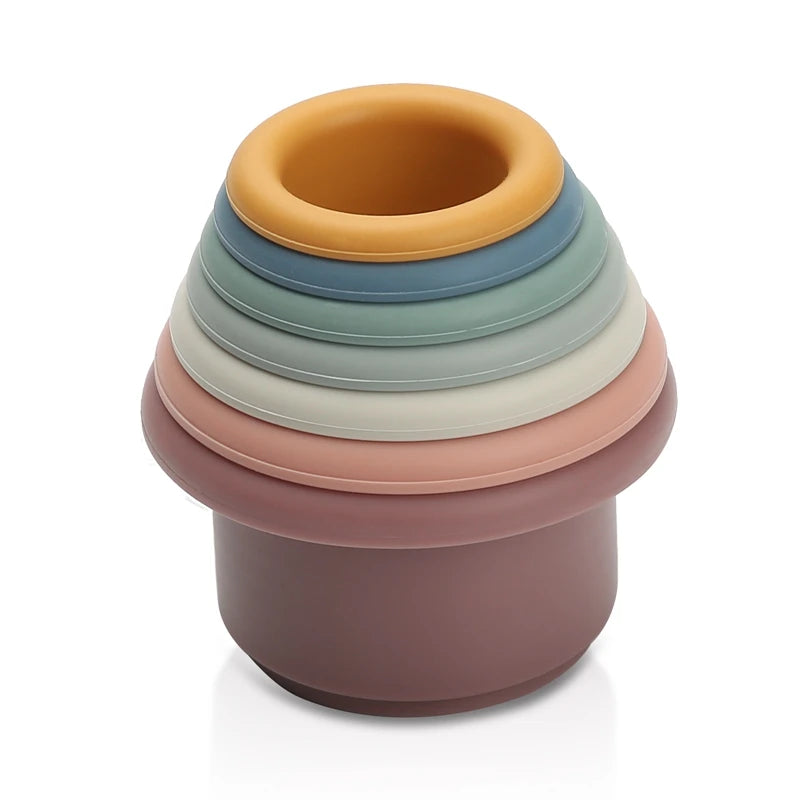 Neutral tone bath cup kids stacking toy 