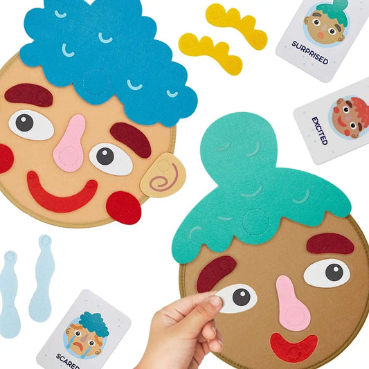 Montessori Emotions Toy – Create-a-Face Felt Game for Feelings & Expression - Jordilair